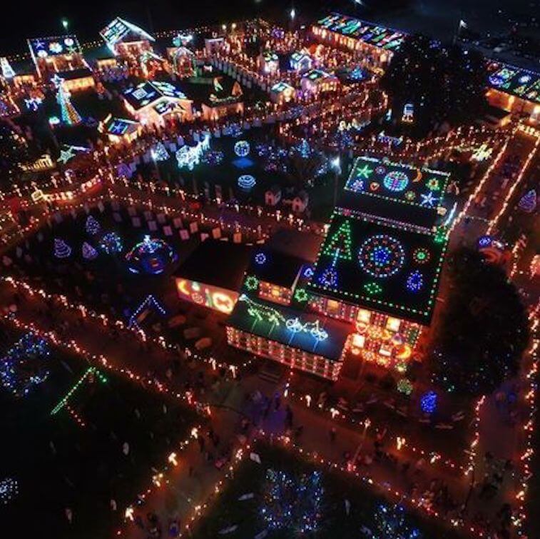 Columbus Zoo Christmas Lights from Helicopter