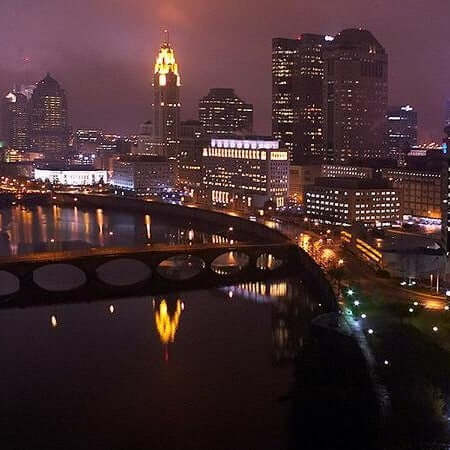 Columbus Downtown Riverfront during Downtown Night Tour